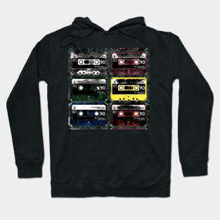 pattern and design from a collection of old fashioned C90 cassettes Hoodie